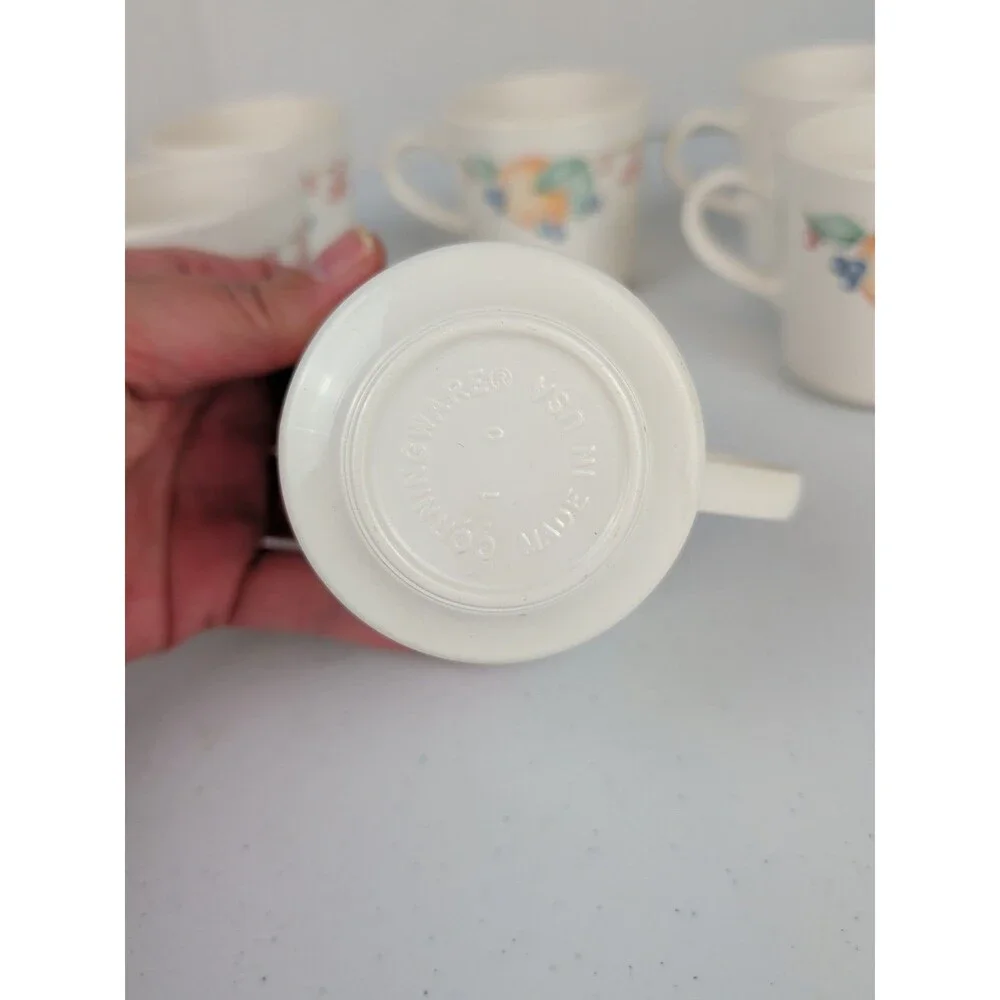 Vintage  Corelle Corning Ware Abundance Coffee/Tea Cups Set Of 8